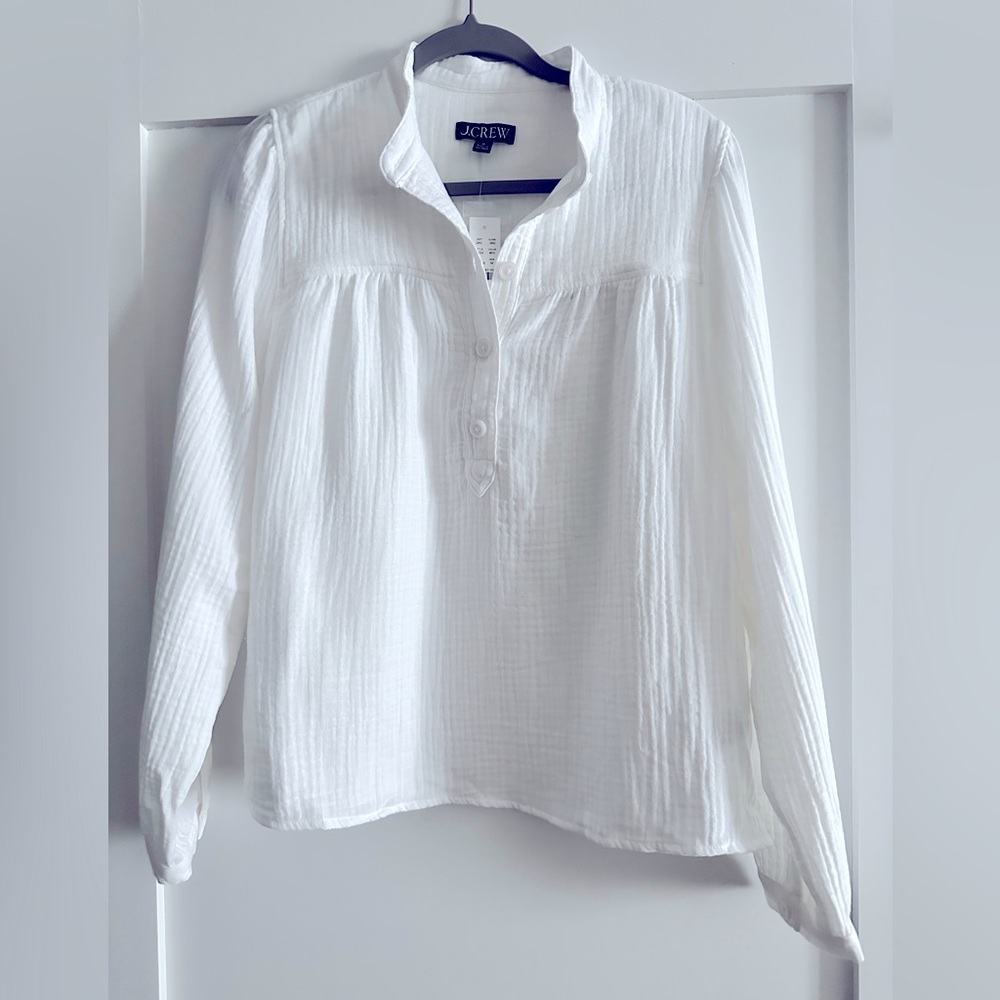 NWT JCrew Fresco Gauze Popover Top White Size Medium